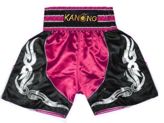 Boxing Trunks, Boxing Shorts : KNBSH-202-DarkPink-Black